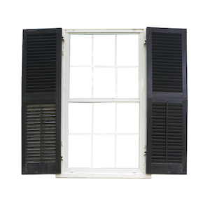 Colonial hurricane shutters are hinged on the sides of your windows, as shown here