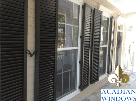 Hurricane shutters New Orleans homeowners love come from Acadian, just like this set of colonial shutters.