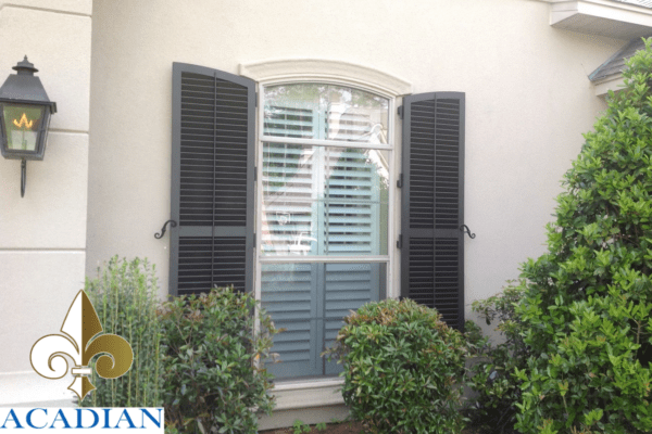 An example of the hurricane shutters Covington residents trust, installed by Acadian Windows on a local home