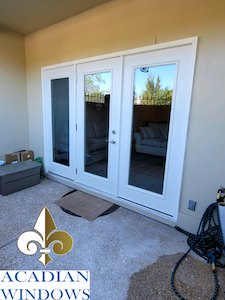 To get beautiful Orange Beach doors like this customer's patio doors, call Acadian.